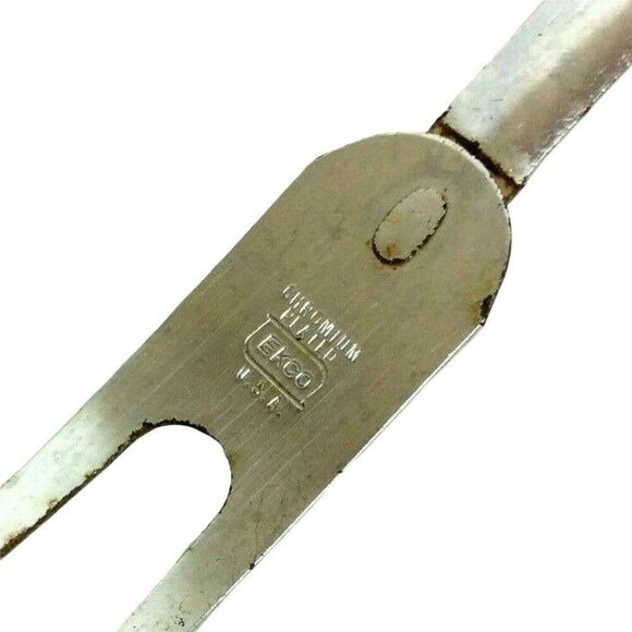 Ekco Meat Carving Fork Avocado Green Handle Chromium Plated Vtg Made In USA - Picture 5 of 5